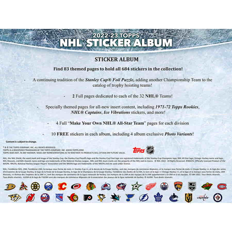 2021-22 Topps NHL Sticker Collection Checklist